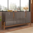 Buffet Agnes Cinza Pérola/Cedro 4 Portas com Detalhe Curvo Buffet Agnes Cinza Pérola/Cedro 4 Portas com Detalhe Curvo