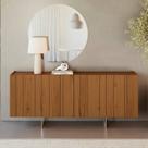 Buffet Aparador 100% MDF 4 Portas Frisado 180cm Pés em Metal Champanhe Luna
