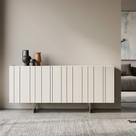 Buffet Aparador 100% MDF 4 Portas Frisado 180cm Pés em Metal Champanhe Luna