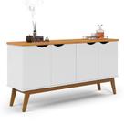 Buffet Aparador 160cm 4 Portas Pés Madeira Prism Patrimar Branco/Cinamomo