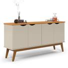 Buffet Aparador 160cm 4 Portas Pés Madeira Prism Patrimar Off White/Cinamomo