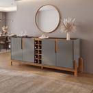 Buffet Aparador 190cm 4 Portas com Adega Lizz Cinza/Perola/Cedro Buffet Aparador 190cm 4 Portas com Adega Lizz Cinza/Perola/Cedro