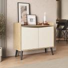 Buffet Aparador 2 Portas Retrô 88cm Amêndoa/Off White