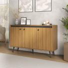 Buffet Aparador 3 Portas 135cm Miami Marrom/Lamina Mel/Preto