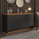 Buffet Aparador 3 Portas 136cm Com Tampo 25mm Verbena - Preto E