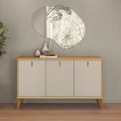 Buffet Aparador 3 Portas 136cm Pés de Madeira Chanfrado Mara Tauari/Off White L04 - D Rossi Buffet Aparador 3 Portas 136cm Pés de Madeira Chanfrado Mara Tauari/Off White L04 - D Rossi