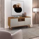 Buffet Aparador 3 Portas Estilo Retrô com Nicho Dinamarca Marrom/Castanho Cinamomo/Off White Buffet Aparador 3 Portas Estilo Retrô com Nicho Dinamarca Marrom/Castanho Cinamomo/Off White