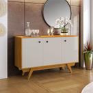 Buffet Aparador 3 Portas Harmonia Candian Amarelo/Cinamomo/Off White Buffet Aparador 3 Portas Harmonia Candian Amarelo/Cinamomo/Off White