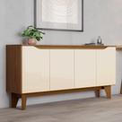 Buffet Aparador 4 Portas 150cm em MDP com Portas em MDF Nature Off White Branco