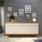 Buffet Aparador 4 Portas 4 Gavetas e Pés em Madeira Giorgia 187cm