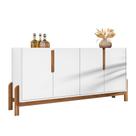 Buffet Aparador 4 Portas Sala de Jantar Nay C14 Branco/Cedro - Mpozenato