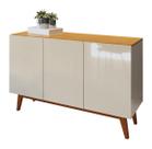 Buffet Aparador Ares 3 Portas Off White com Nature - MoveisAqui