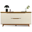Buffet Aparador Balcão Sala de Jantar 2 Portas e 2 Gavetas Flow - Offwhite/Freijó