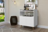 Buffet / Aparador / Bancada SUI Estilo Retrô Com Pés em madeira 2 Portas Com Prateleira e Nicho Para Objetos Cor Branco