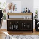 Buffet Aparador Bar Industrial Retrô 2 Portas e Nicho Madeira/Aço 100cm York Bege/Hanover/Preto