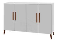 Buffet aparador Colombia 4 portas balcão 1.22m retrô fechado cor Branco brilho