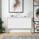 Buffet Aparador com 3 Portas Miami Branco Dourado