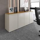 Buffet Aparador Com 4 Portas Para Escritório 180cm Tundra - Off White E Freijó