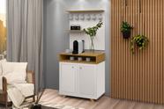 Buffet / Aparador Com Painel ST Para o Cantinho do Café Estilo Retrô Com Pés em Madeira 2 Portas Com Detalhe a Lazer Off White/Nature