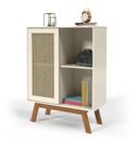 Buffet Aparador Com Rattan e Pés de Madeira 100 MDF