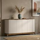 Buffet Aparador Curvo em MDF 4 Portas 160cm com Pés em Madeira Maciça Serena Buffet Aparador Curvo em MDF 4 Portas 160cm com Pés em Madeira Maciça Serena