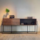Buffet Aparador Industrial Retrô 2 Portas de Correr Madeira/Aço 188cm York Buffet Aparador Industrial Retrô 2 Portas de Correr Madeira/Aço 188cm York
