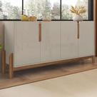Buffet Aparador Lizz 170cm com 4 Portas e Pés em Madeira Off White e Cedro Casa D Móveis