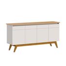 Buffet Aparador Mazza 4 Portas Branco e Cedro