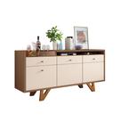Buffet Aparador Noeli com Bandeja Lateral Pés em Madeira MDP/MDF Castanho/Off White G26 - Gran Belo