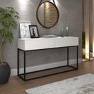 Buffet Aparador Para Hall de Entrada 2 Gavetas Linha Alta Branco com Preto