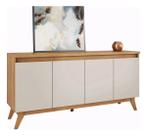 Buffet Aparador Retrô 4 Portas Mel/Off White 156cm Flip