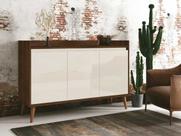 Buffet Aparador Retrô Clássico 3 Portas Malbec com Off White - MoveisAqui
