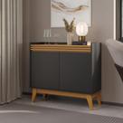 Buffet Aparador Ripado 2 Portas com Pés de MDF Astúrias 92cm