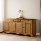 Buffet Aparador Rústico 100% Madeira Maciça 4 Portas 4 Gavetas Linha Rubi