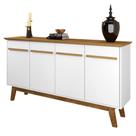 Buffet Aparador Sala de Estar 160cm 4 Portas Opala Cinamomo Branco Bechara
