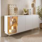 Buffet Aparador Sala de Jantar 179cm com Led Mercuri Off/Freijó C05 - Mpozenato