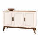 Buffet Aparador SR 3 Portas Modelo Retrô 1.30m Cor Off White / Nogueira
