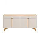 Buffet Aros 4 Portas Pés Madeira Maciça - Mavaular Off White-naturalle Buffet Aros 4 Portas Pés Madeira Maciça - Mavaular Off White-naturalle