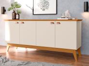 Buffet Atlanta 4 Portas Design Sofisticado Para Sala De Jantar Nature/Off White Em MDF/MDP