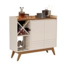 Buffet / Bacão / Bancada / Aparador IAR Estilo Retrô Com Pés em Madeira Natural Pintura UV Acabamento em Alto Relevo 2 Portas e Adega Cor Off White/Fr