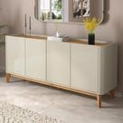 Buffet Balcão 180cm Sala com 4 Portas Flip 1.8 Patrimar Off White/Cumaru