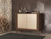 Buffet Balcão AG Modelo Ripado Retrô 2 Portas Cor Nogueira / Off White