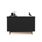 Buffet / Balcão / Aparador / Bancada FL 3 Portas Retrô Com Tampo e Pés em MDF Usinado Amplo Espaço Interno Para Objetos Cor Preto