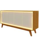 Buffet Balcão Aparador Gelius Requinte com LED pés de madeira maciça largura 1,6 metros naturale OFF White