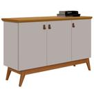 Buffet Balcão Aparador J&A Móveis Absolut 3 portas, largura 122 cm pes de madeira maciça OFF White Nature