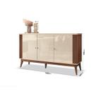 Buffet / Balcão / Bancada / Aparador ARG Modelo Retrô com Pés em Madeira Maciça Portas com Prateleiras Internas Cor Cedro / Off White