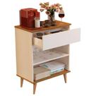 Buffet / Balcão BI Estilo Retrô Com Pés em Madeira Maciça Cor Off White / Freijó