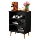 Buffet / Balcão BR Estilo Retrô Com Pés em Madeira Maciça Cor Preto