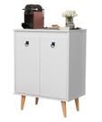 Buffet / Balcão DR Estilo Retrô Com Pés em Madeira Maciça 2 Portas Cor Branco