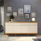 Buffet Balcão MAG 1.90m Estilo Retrô 4 Portas Cor Off White / Cedro